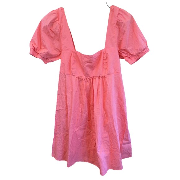 wild fable Dresses & Skirts - WILD FABLE Coral Dress Orange Square Neck Puff Sleeve Babydoll Mini S Smocked